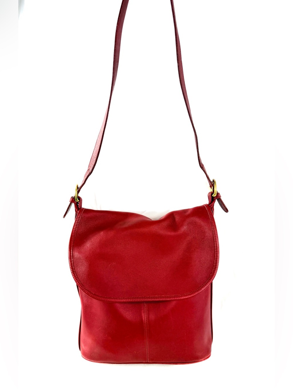 Vintage Coach Whitney 4115 Red Leather Soho Flap Shoulder Bag Purse 1997 Brass